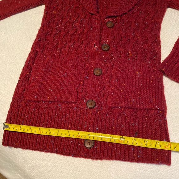 Isabella Sinclair Farfar chunky grandpa cardigan burgundy size XS Anthropologie - Picture 6 of 7